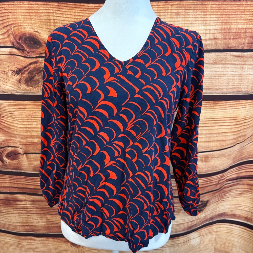 Gap Womens Red Navy Lightweight Long Sleeve V Neck Top Size S